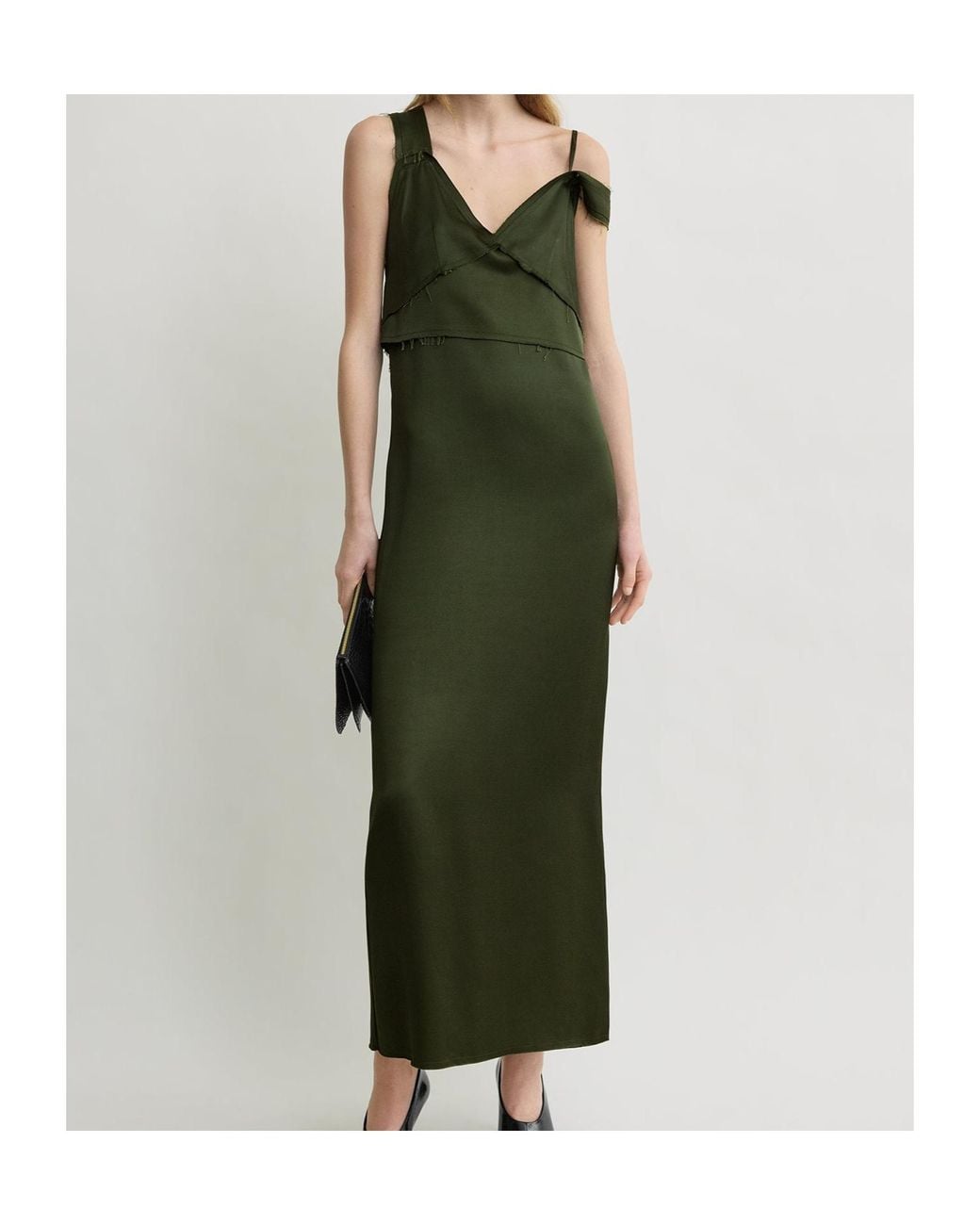 Totême  Green Totême V-Neck Slip Dress
