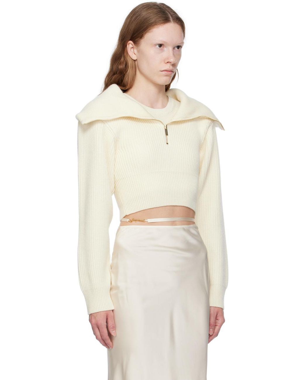Jacquemus White Risoul Double Collar Sweater