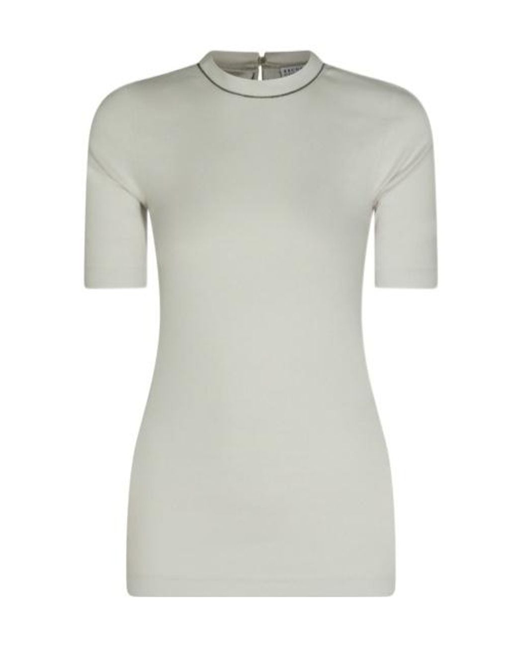 Brunello Cucinelli White Monili-Chain Cotton Jumper
