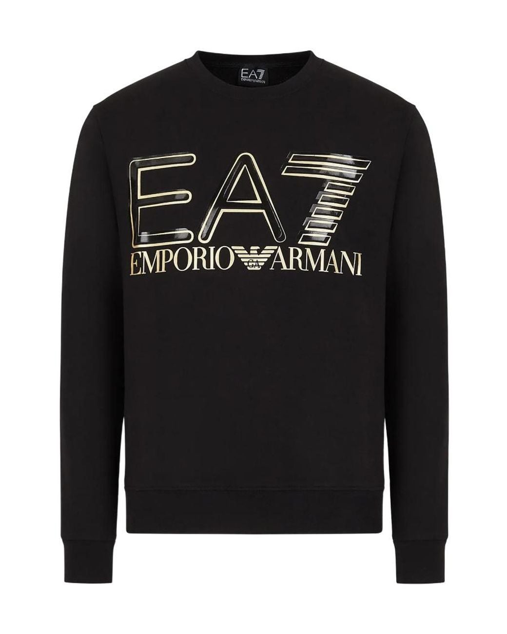 EA7 Black Crew Neck Logo Sweatshirt for men