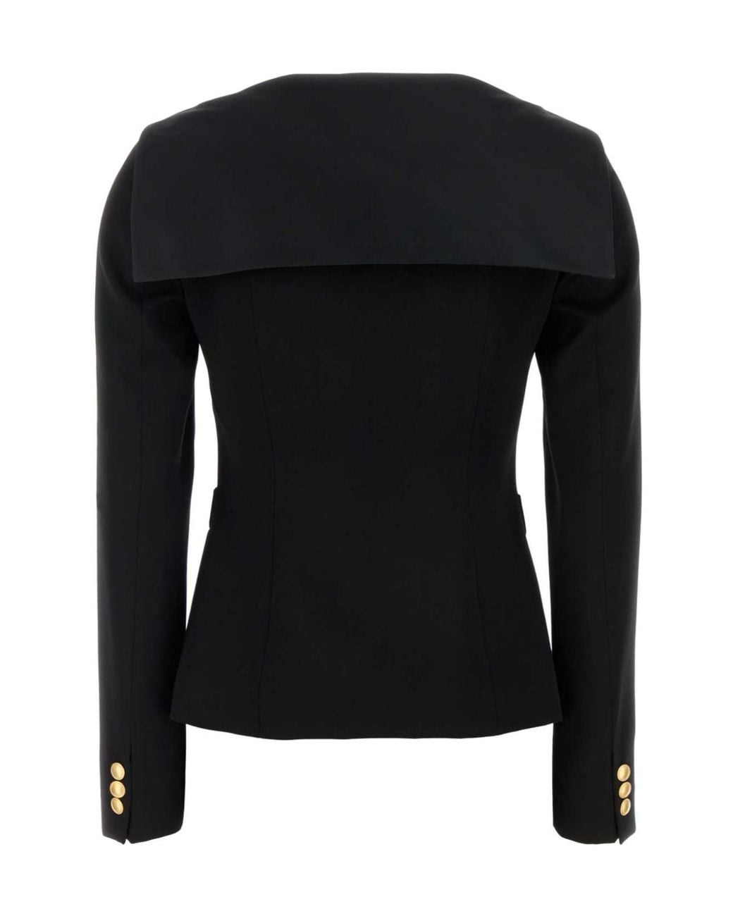 Alessandra Rich Black Mikado Collar Light Jacket