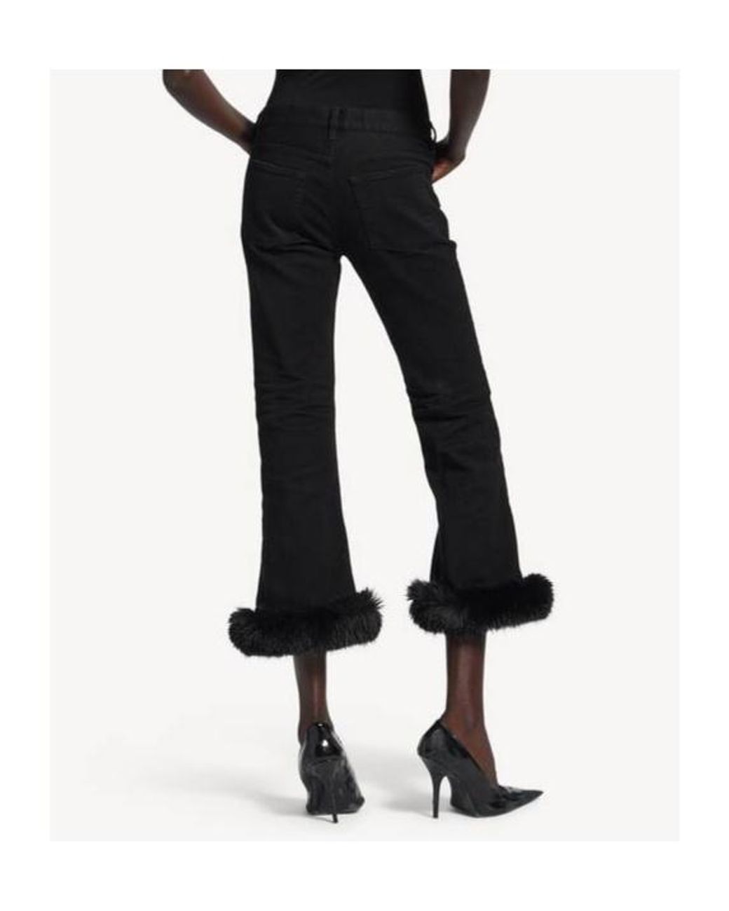 Balenciaga Black Flared Trim Detailed Pants