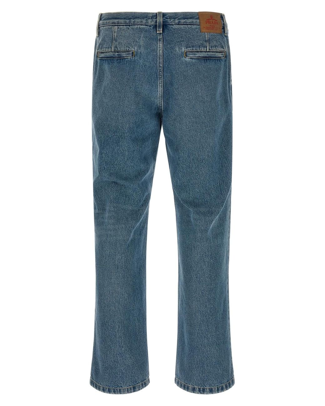 Prada Blue Logo-Patch Denim Jeans for men