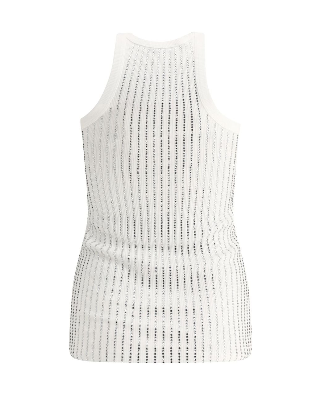 The Attico White The Embellished Ribbed Tank Top