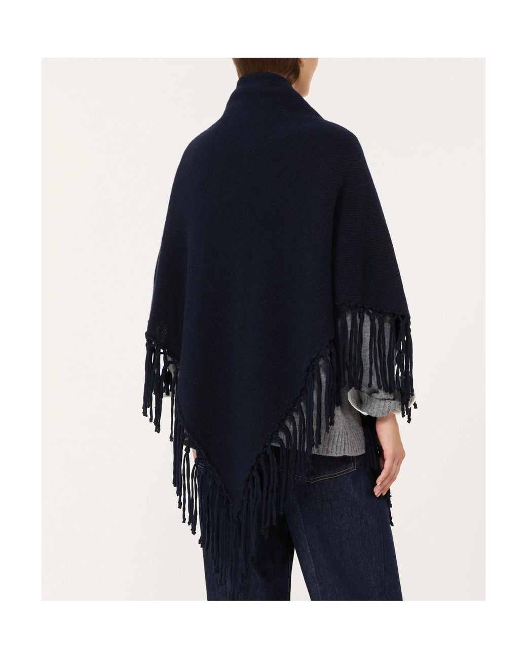 Weekend by Maxmara Blue Fringed Wool Shawl