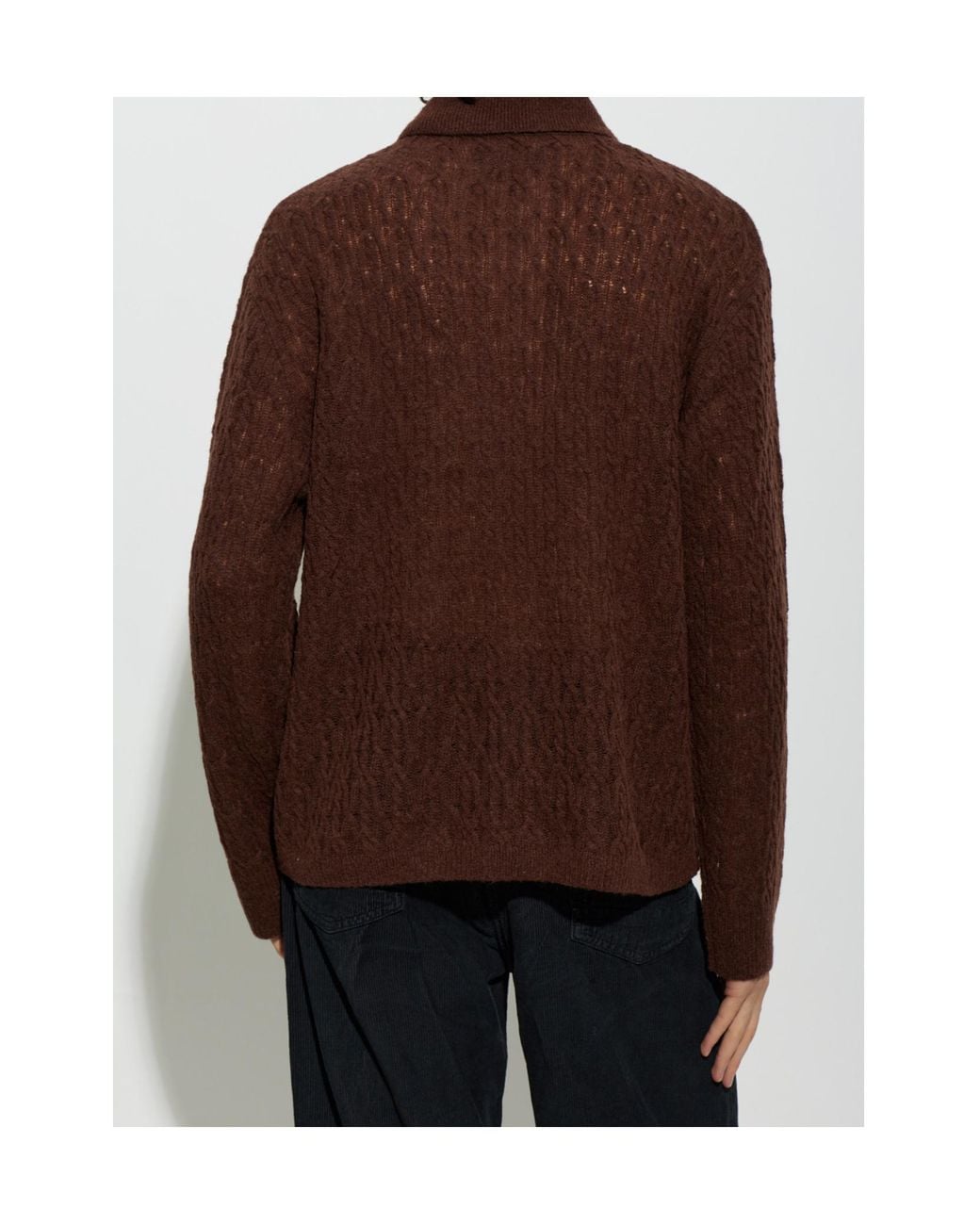 AllSaints Brown Cyclone Long Sleeve Knitted Polo Top for men