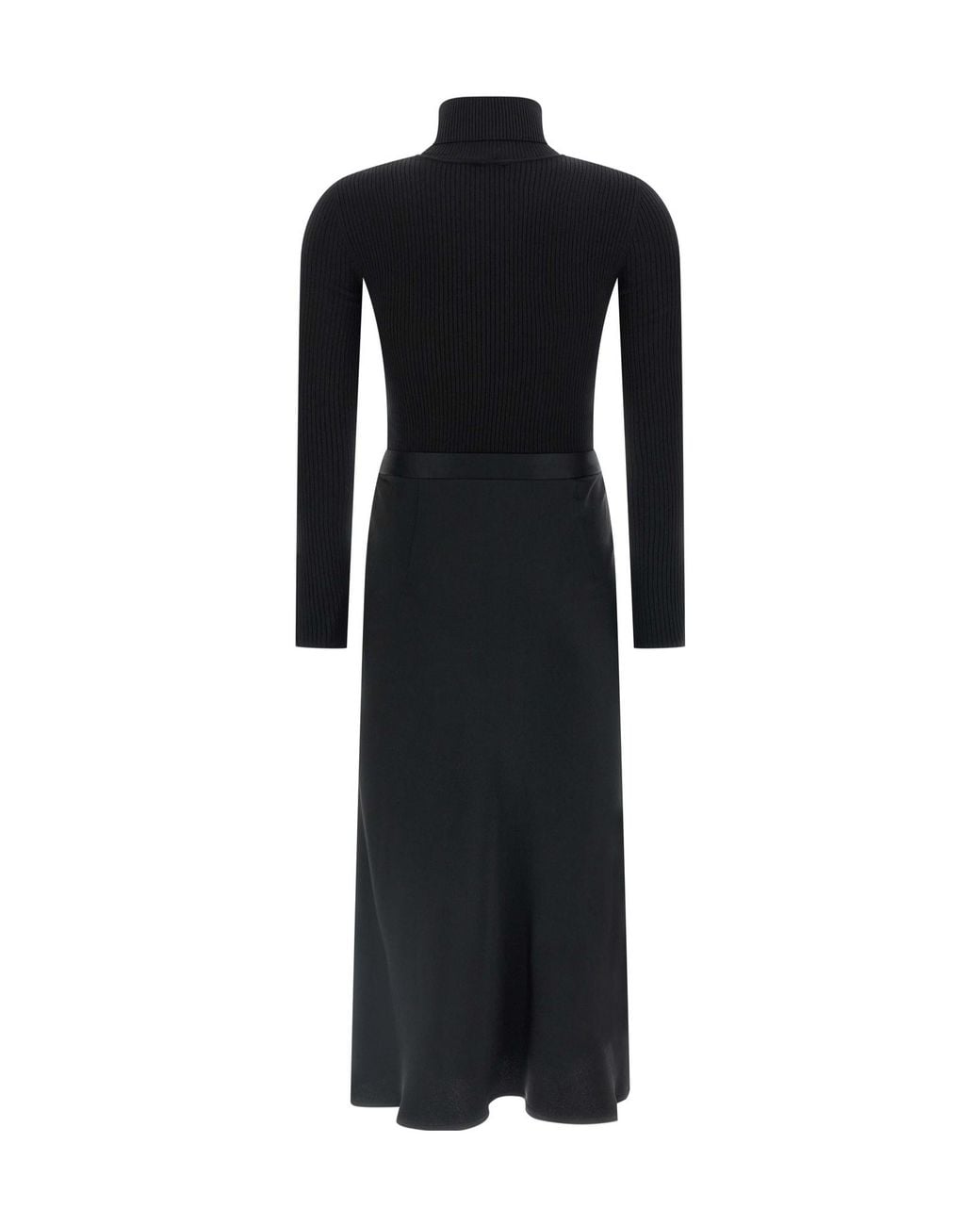 Elisabetta Franchi Black Turtleneck Long-Sleeved Dress