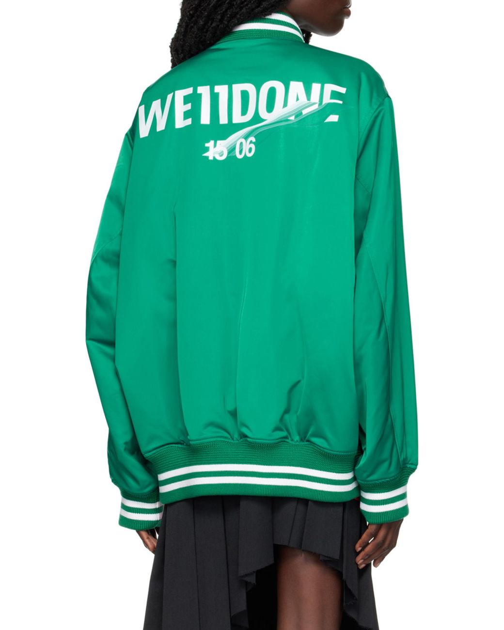 we11done Green Logo-Print Bomber Jacket for men