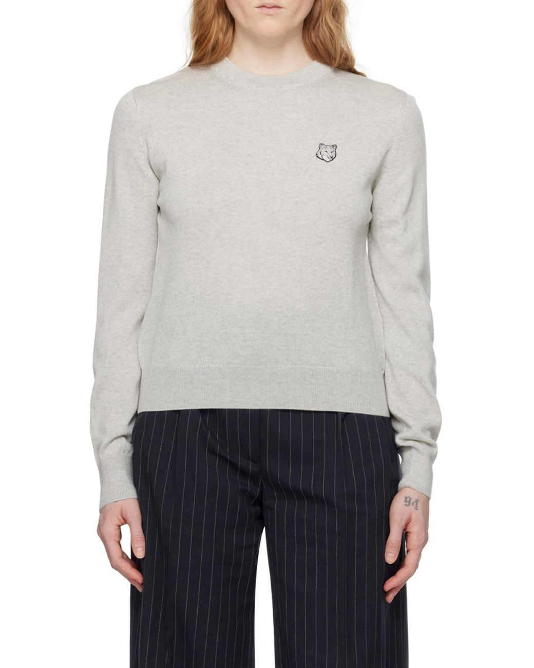 Maison Kitsuné Gray Maison Kitsuné Fox Head Patch Knitted Jumper