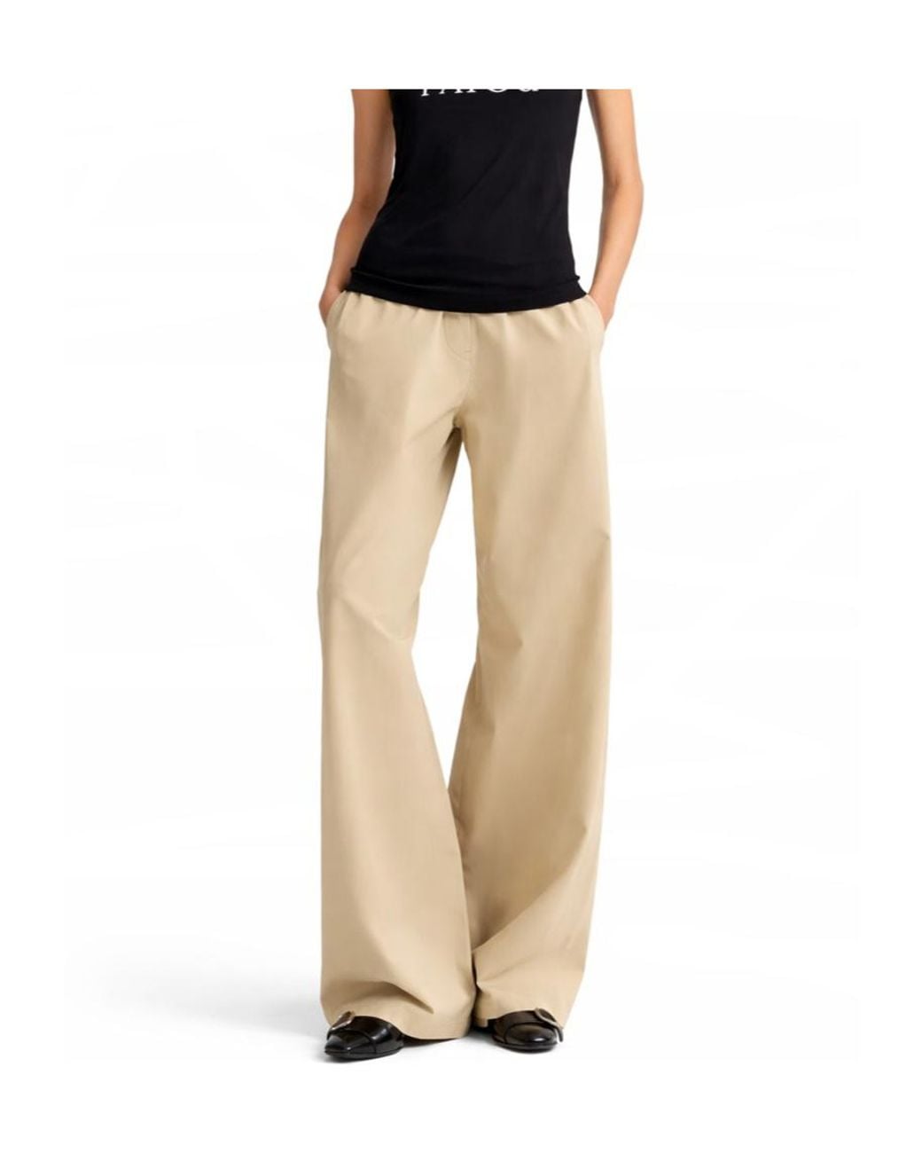Patou Natural Elasticated Wide-Leg Pants