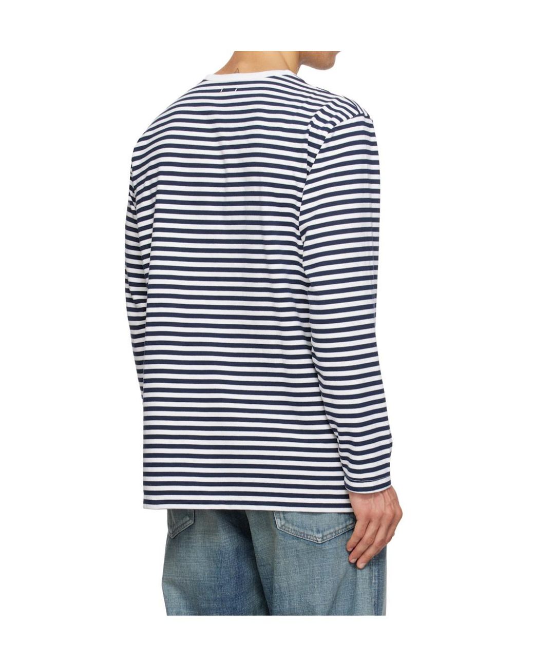 Nanamica Blue Striped Long-Sleeved T-Shirt for men