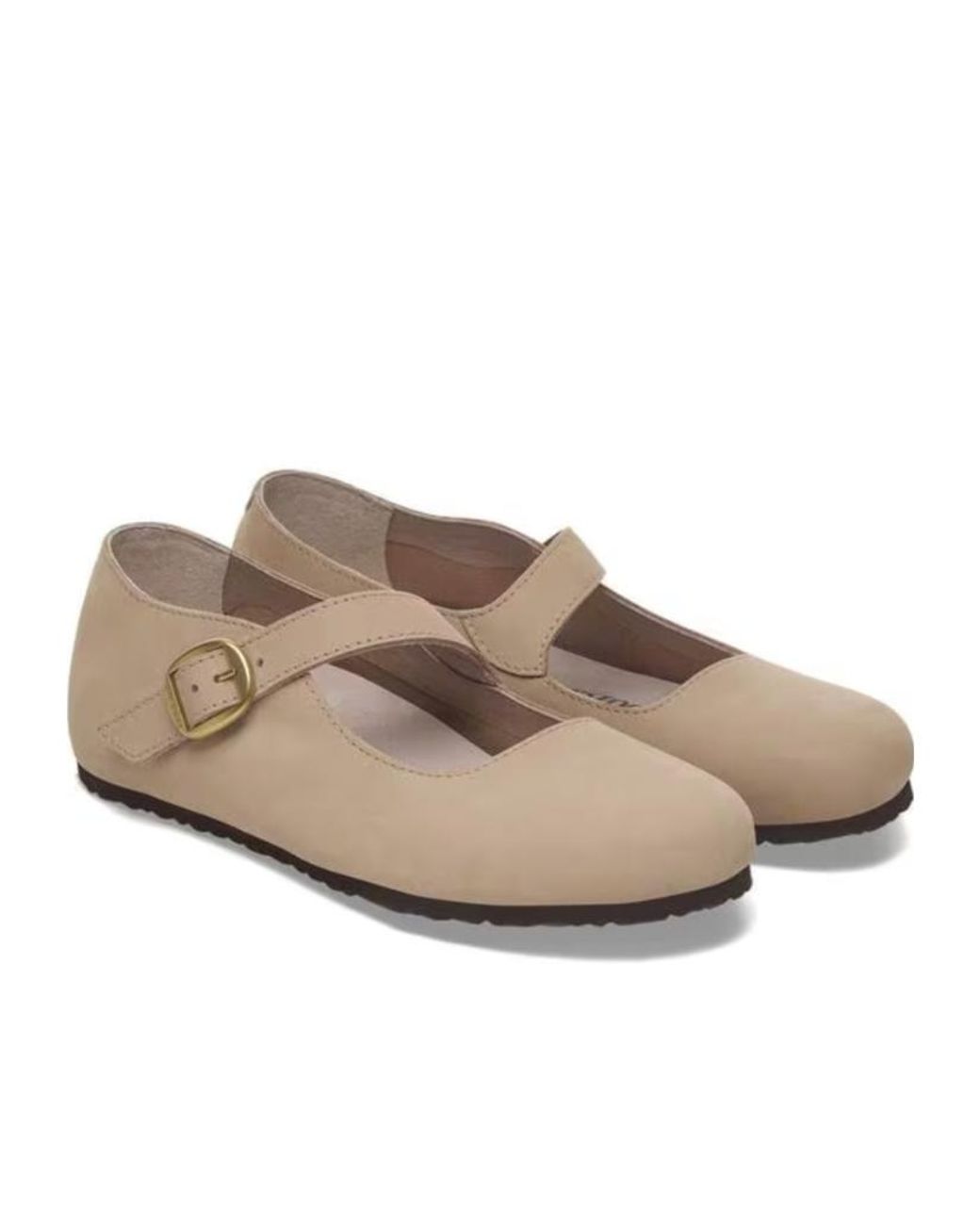 Birkenstock Natural Tracy Buckle-Strap Ballet Flats