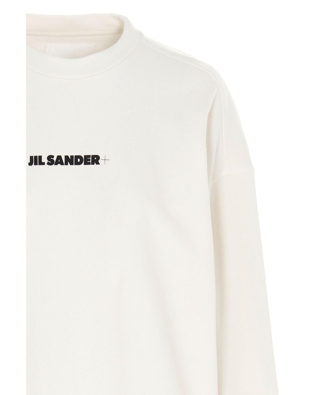 Jil Sander White Logo-Print Long-Sleeve Top