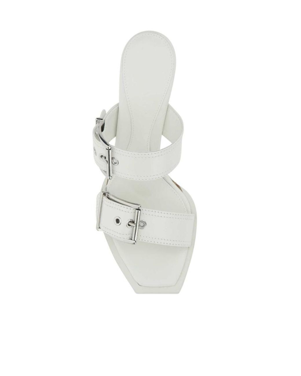 McQueen White Buckle-Detailed Heeled Sandals