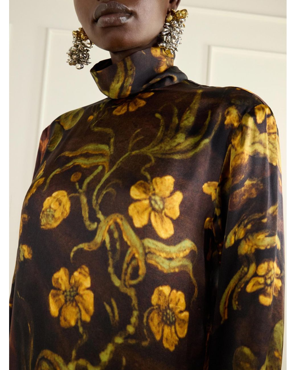 Dries Van Noten Multicolor Floral-Print Silk Knee-Length Dress