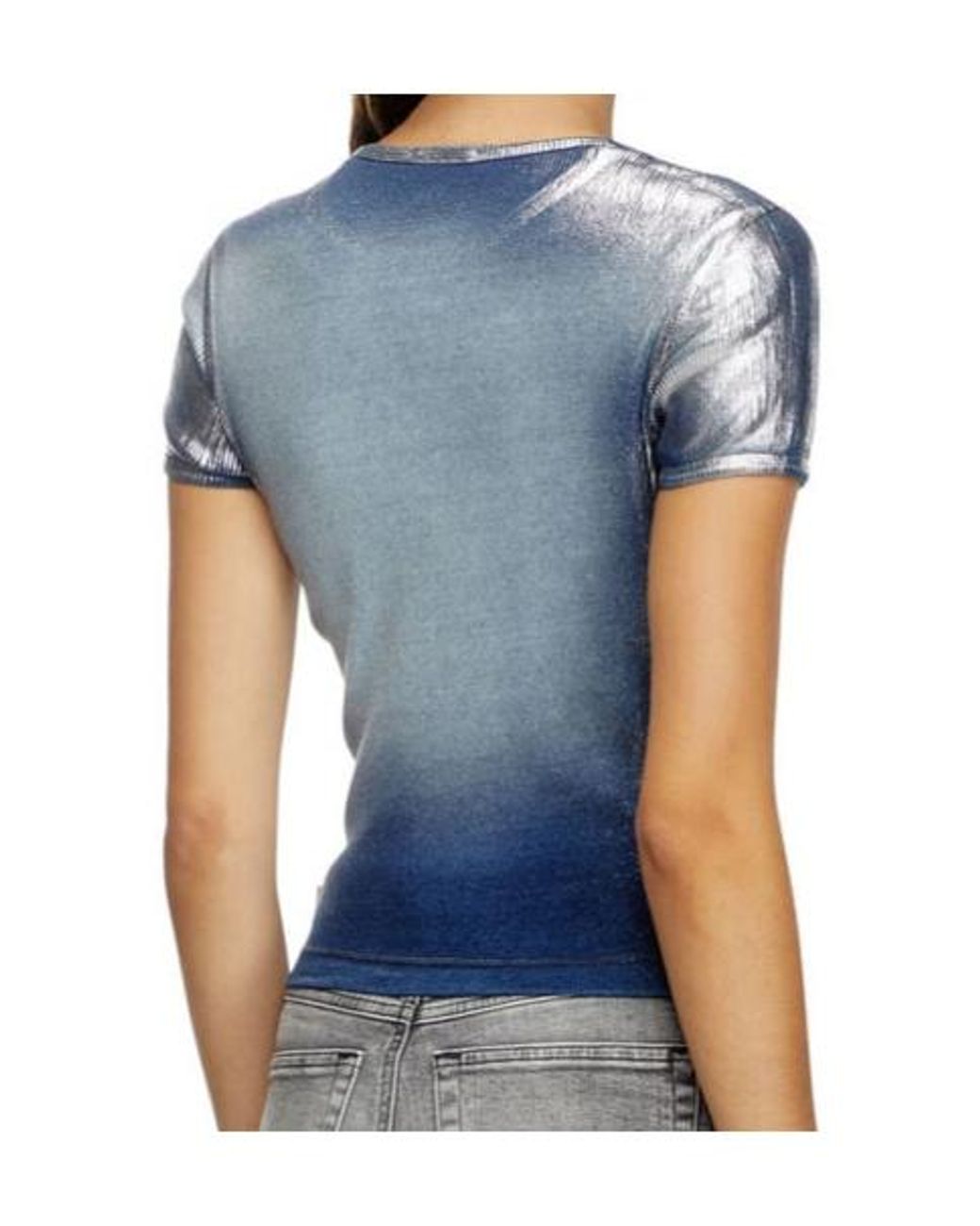 DIESEL Blue T-Ele-Long-Q1 Faded Metallic T-Shirt