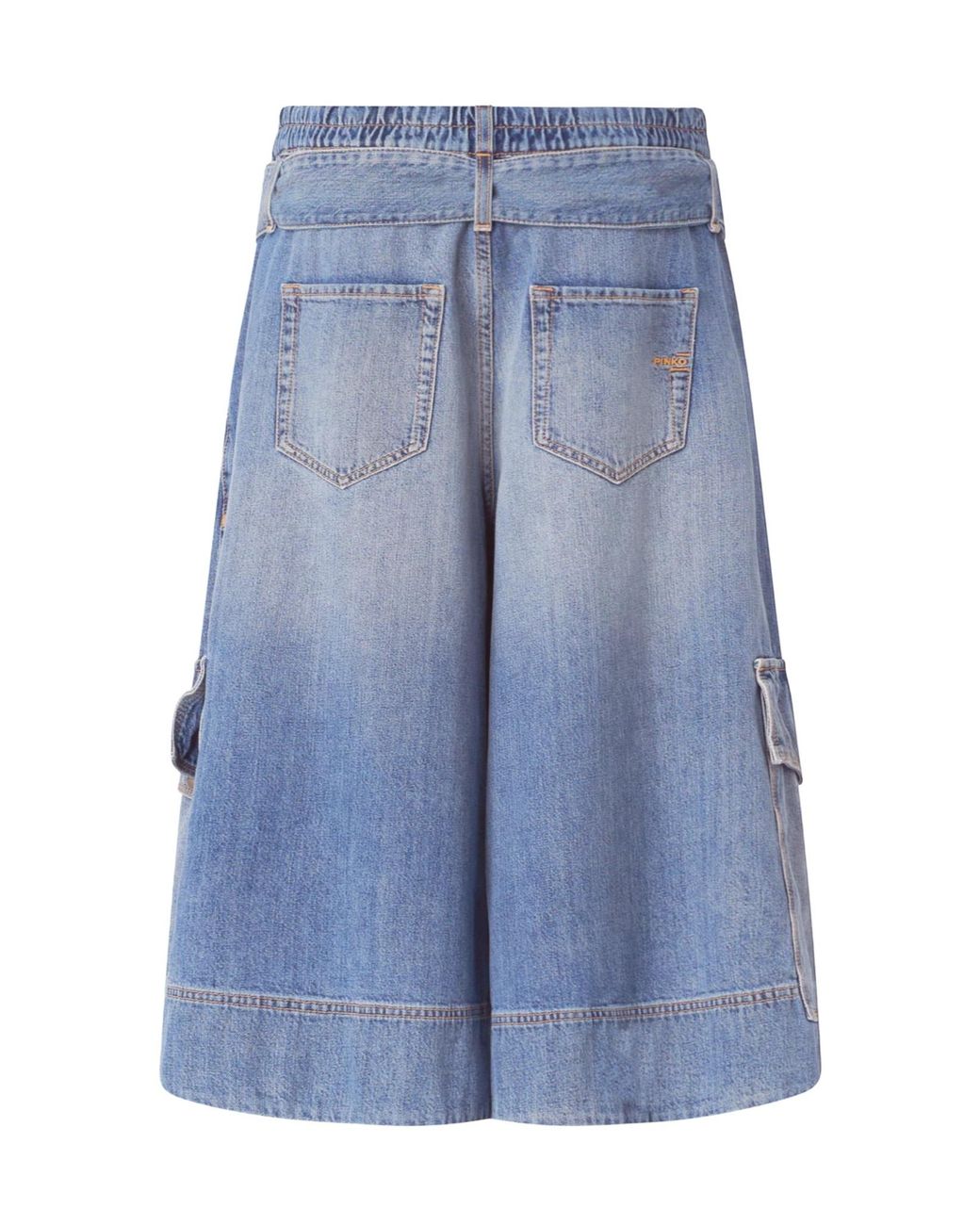 Pinko Blue Denim Utility Belted Bermuda Shorts
