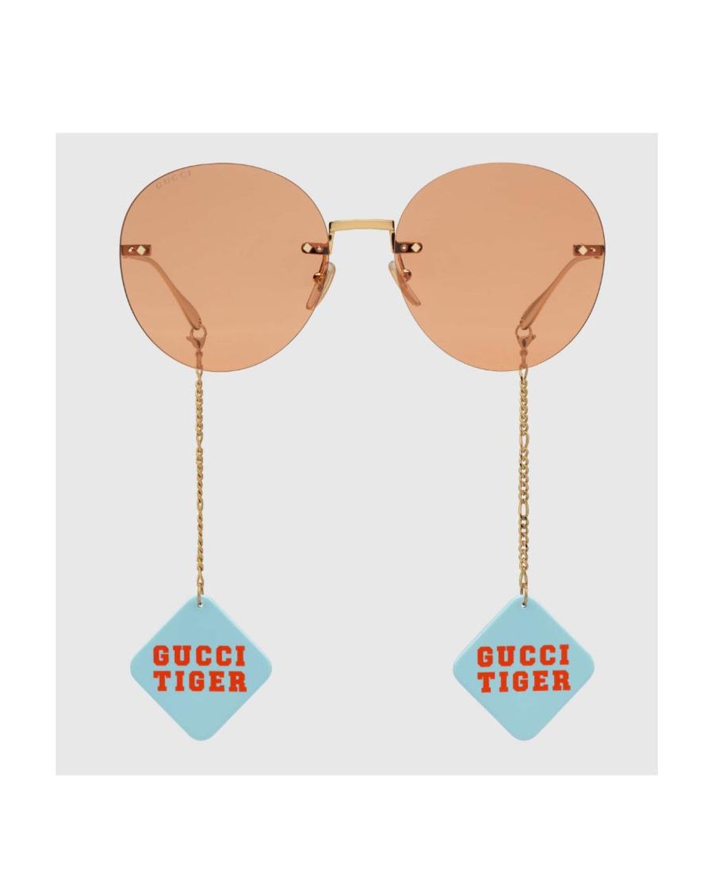 Gucci Pink Eyewear Round Frame Logo Pendant Sunglasses