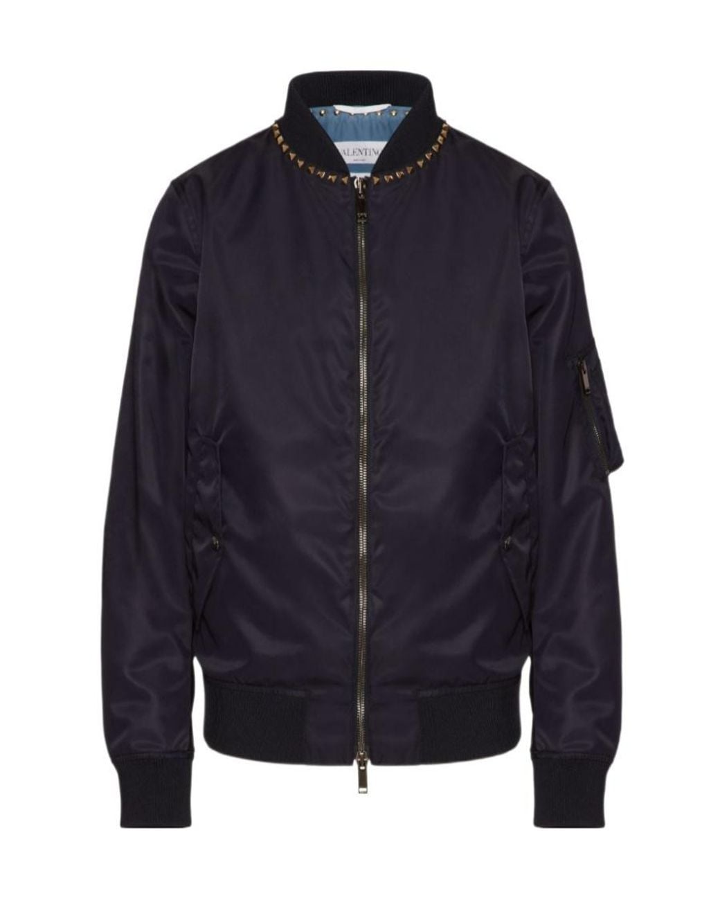 Valentino Blue Zip-Up Long-Sleeved Bomber Jacket for men