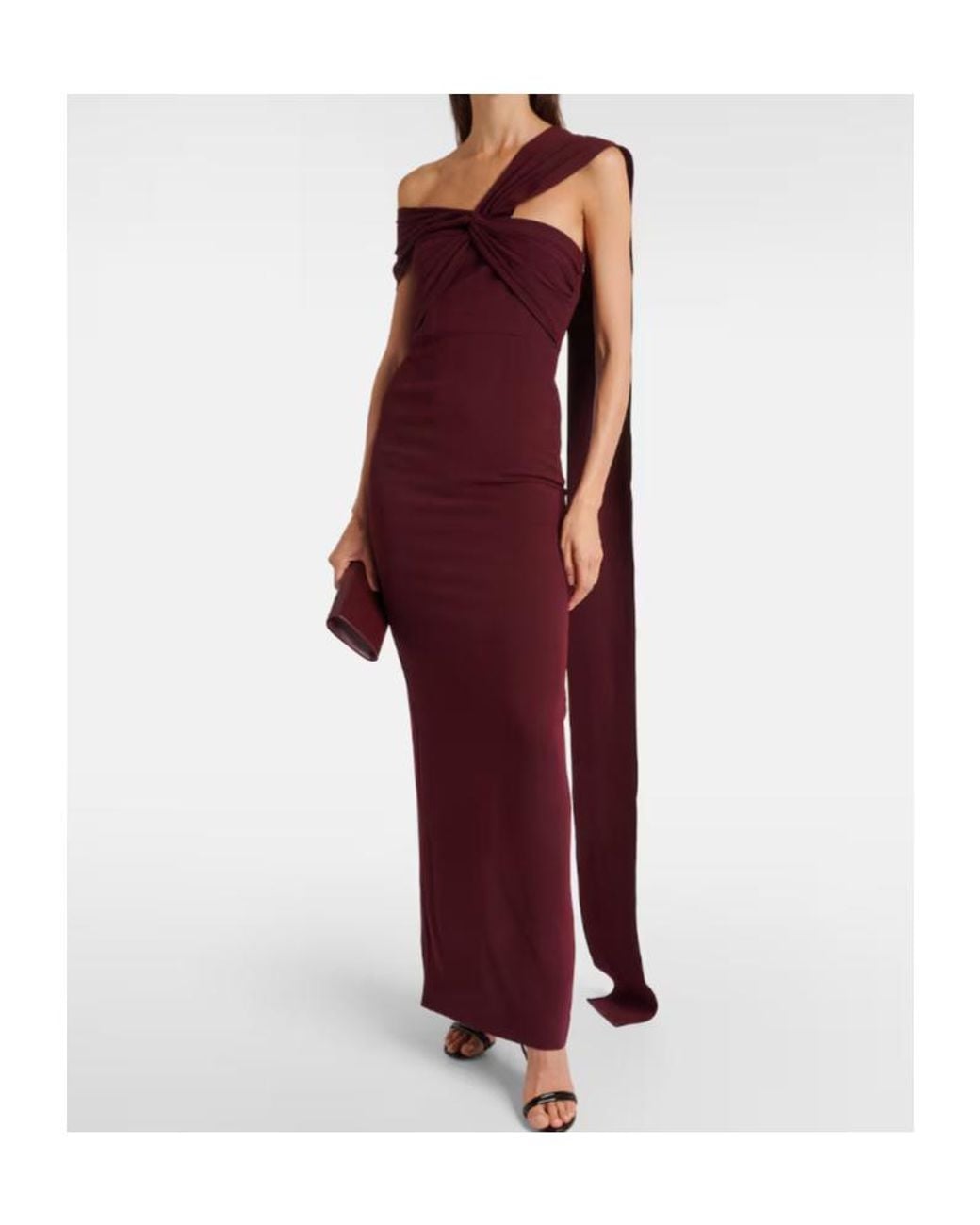 Roland Mouret Red Draped Cady Gown