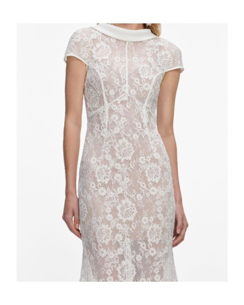 Self-Portrait White Scoop Back Lace Maxi Dress