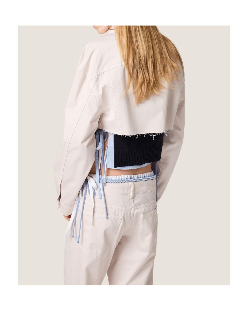 Miu Miu White Cropped Denim Jacket