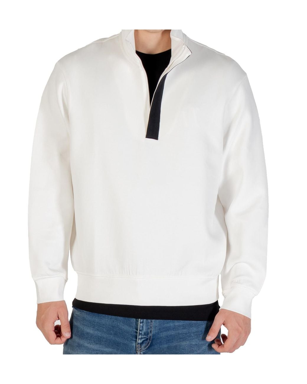 ARMANI EXCHANGE White Long-Sleeved Sweatshirt for men