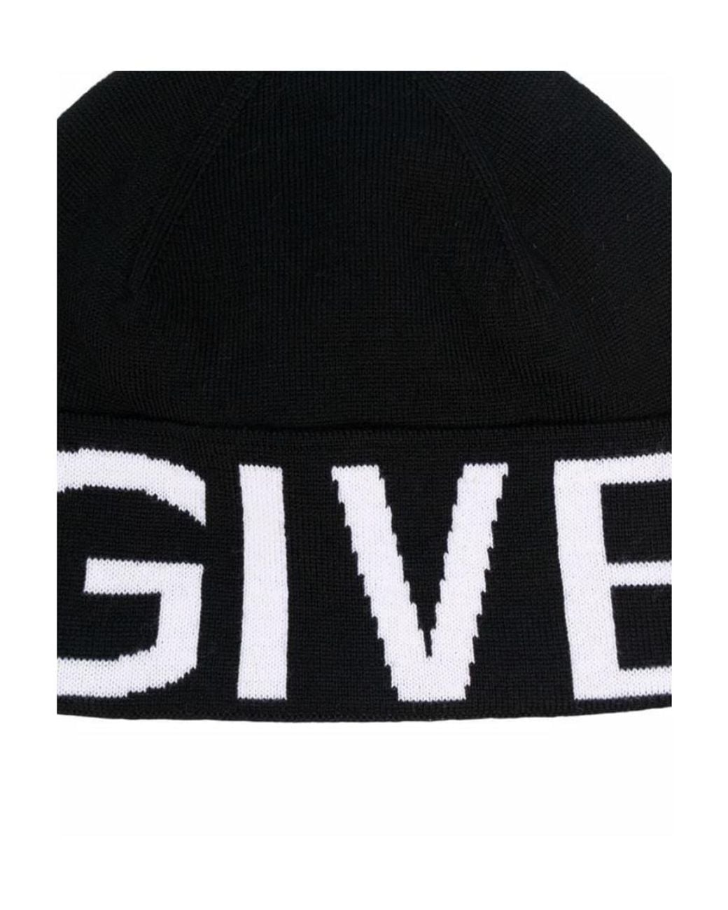 Givenchy Black Logo Intarsia-Knit Slip-On Beanie for men