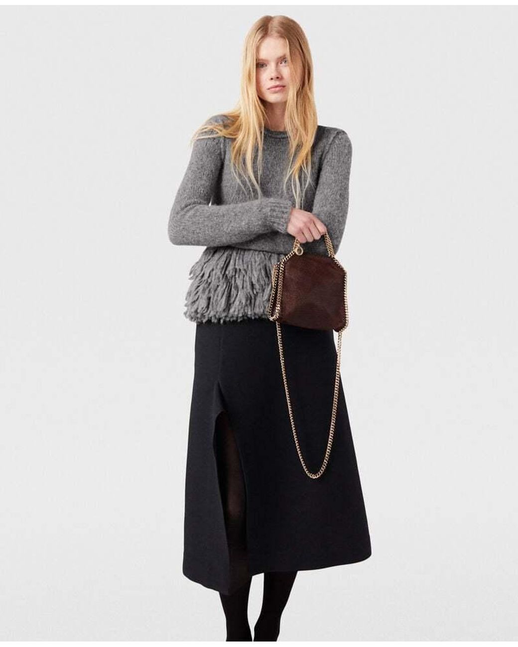 Stella McCartney Blue Flared Side-Slit Midi Skirt