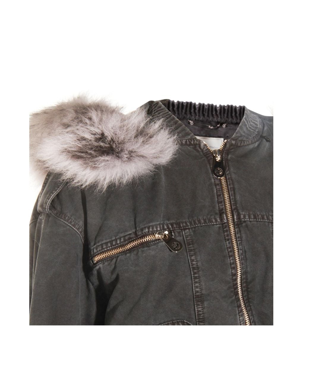 Blumarine Gray Hooded Zip-Up Bomber Jacket