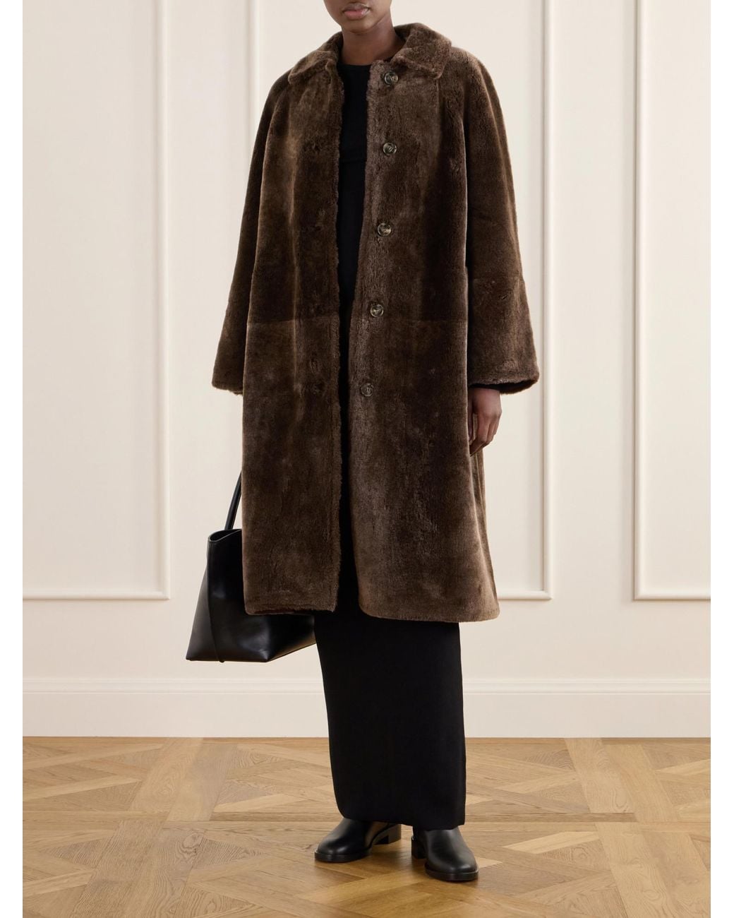 Yves Salomon Brown Shearling Coat