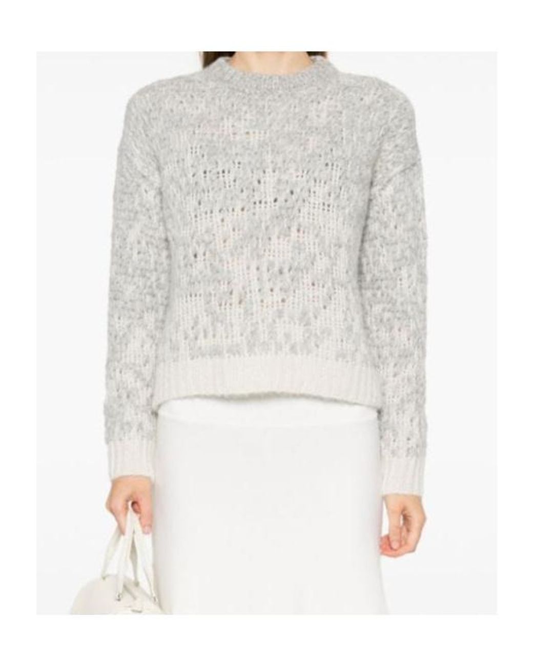 Peserico White Patterned-Jacquard Lurex-Detail Sweater