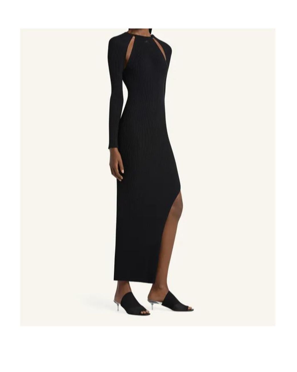 Courreges Black Cut-Out Ribbed Long Dress