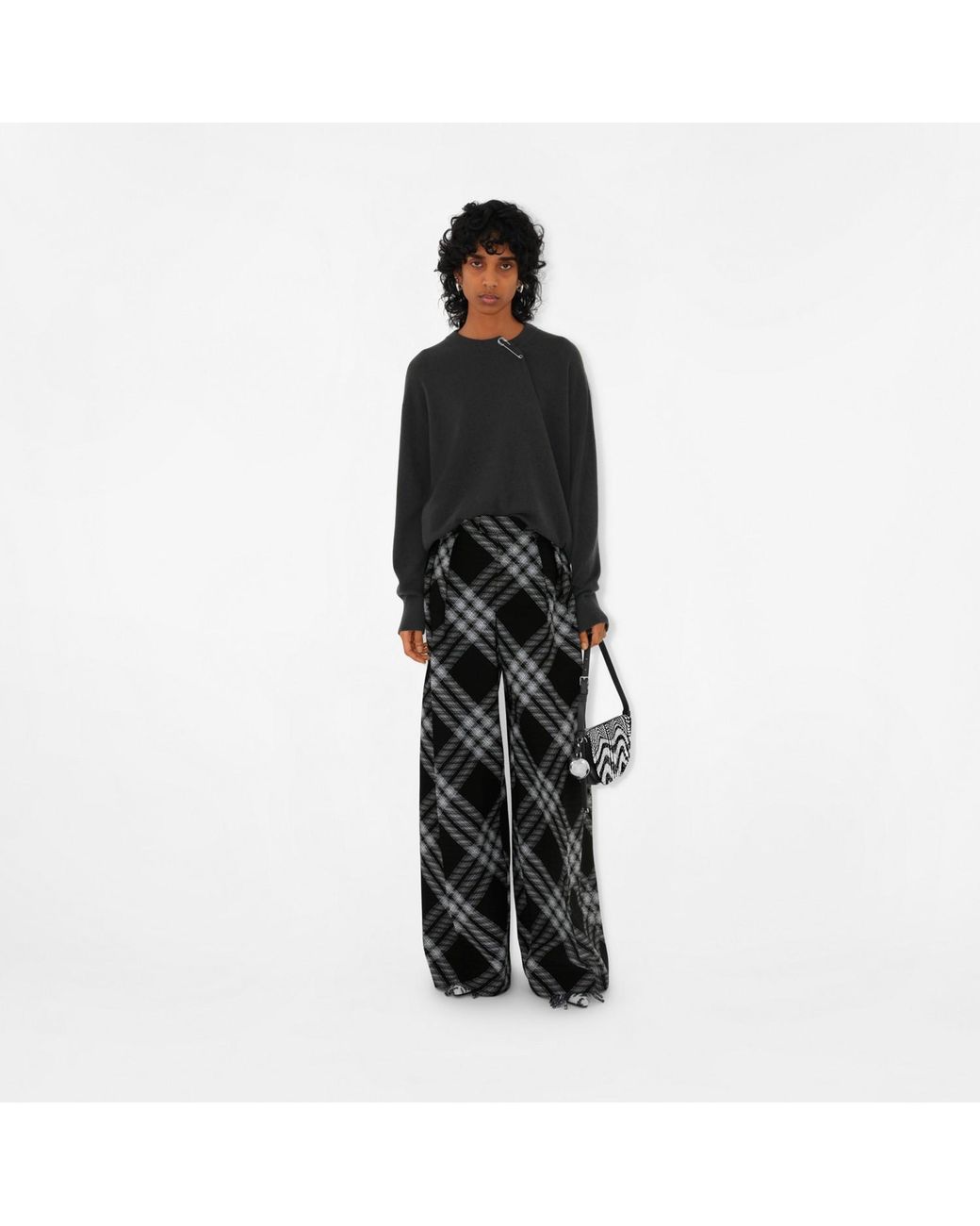Burberry Black Ekd Safety Pin Detailed Knitted Jumper