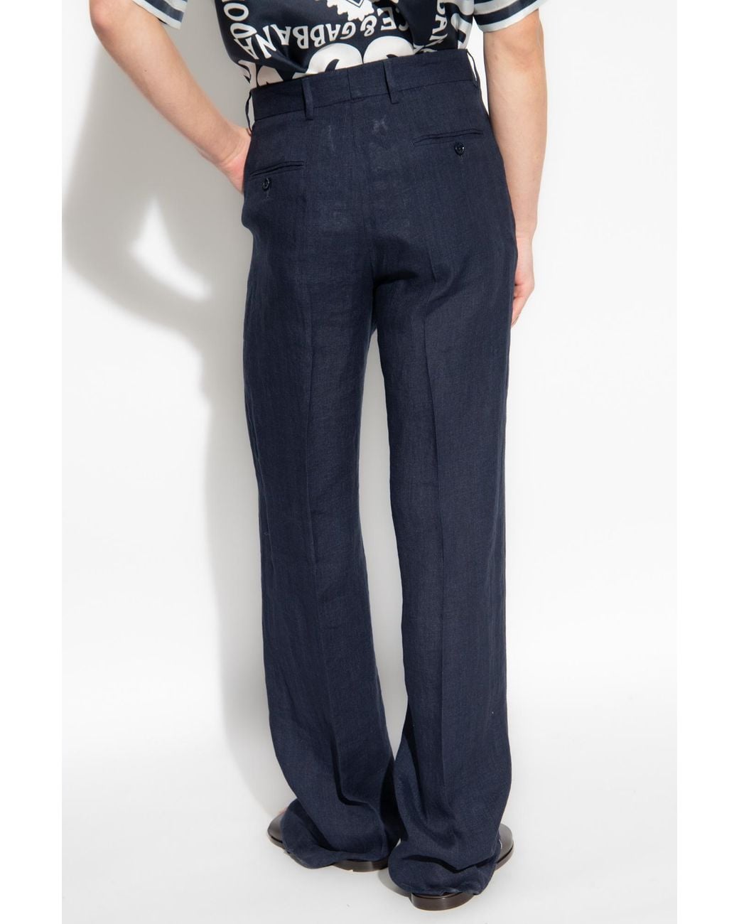 Dolce & Gabbana Blue Sicilia Straight Leg Tailored Pants for men