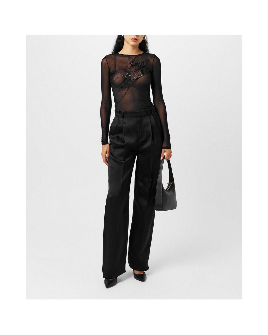 Jean Paul Gaultier Black Crew Neck Long Sleeve Blouse