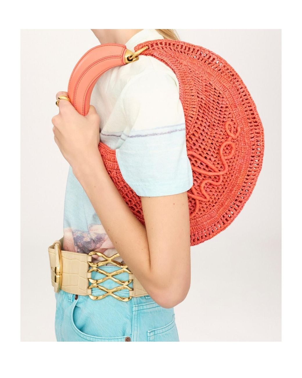 Chloé Red Chloé Summer Banana Woven Shoulder Bag