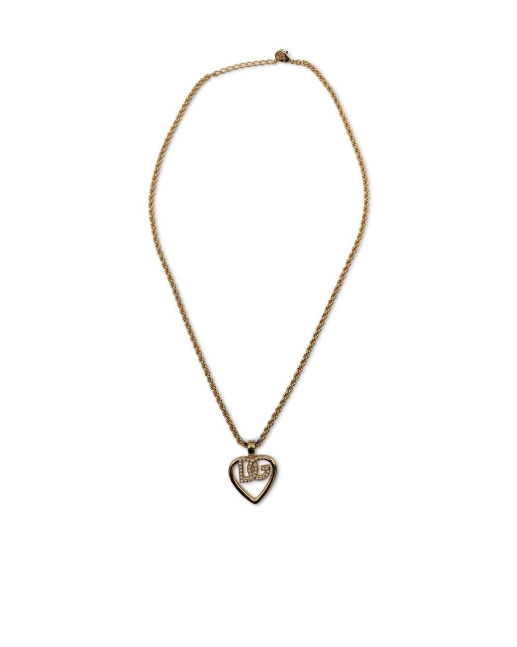 Dolce & Gabbana Metallic Dg Heart Embellished Necklace