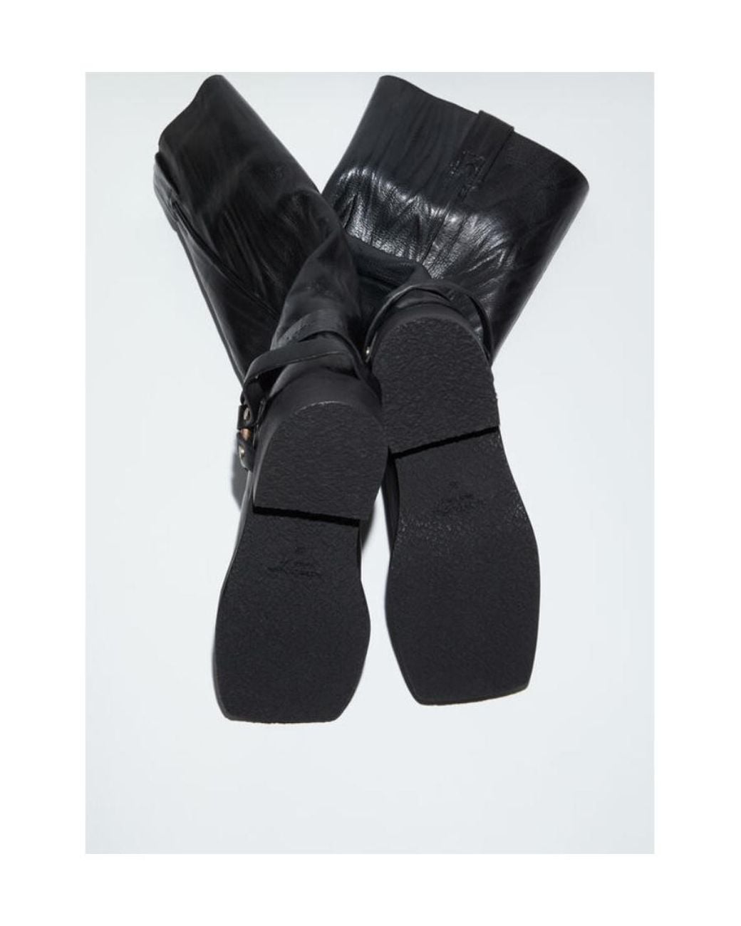Acne Black Square-Toe Buckle Boots