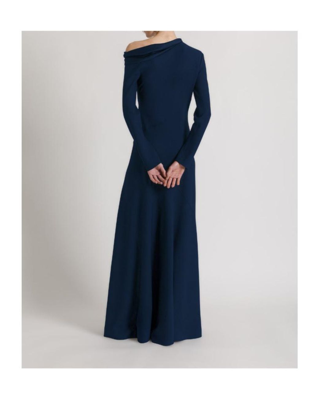 Alberta Ferretti Blue Asymmetric-Neck Long-Sleeve Dress