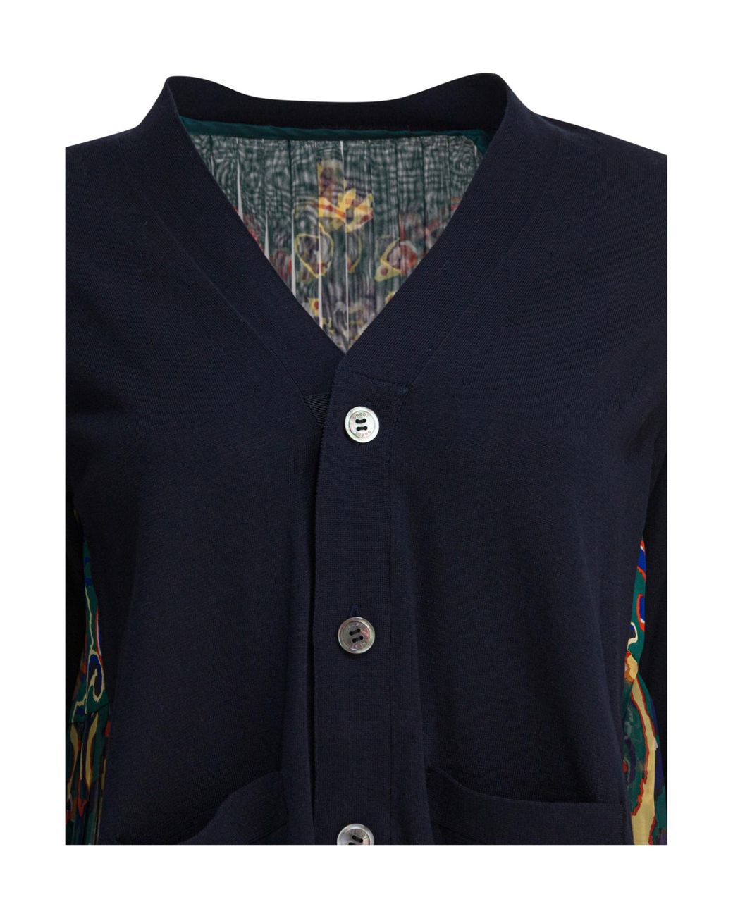 Sacai Blue Floral Print Cardigan