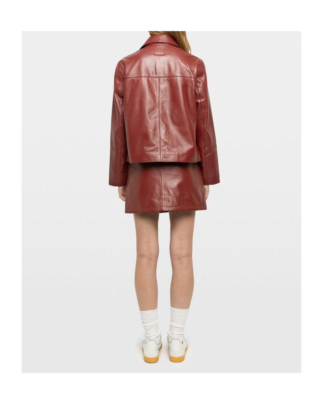 Zadig & Voltaire Red Long-Sleeve Leather Jacket