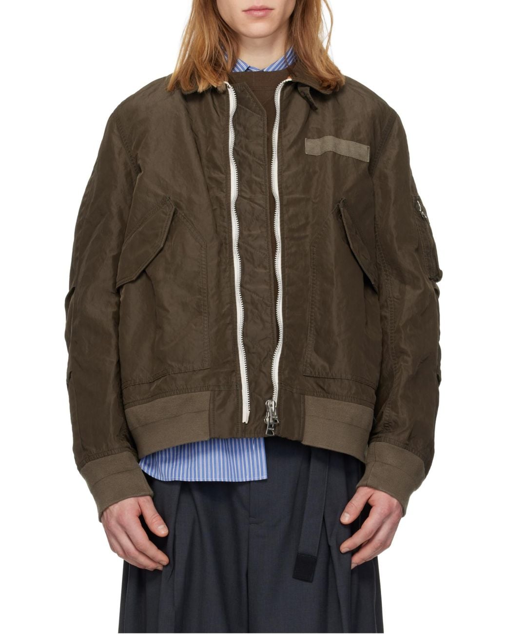 Sacai Green Nylon Jacket for men
