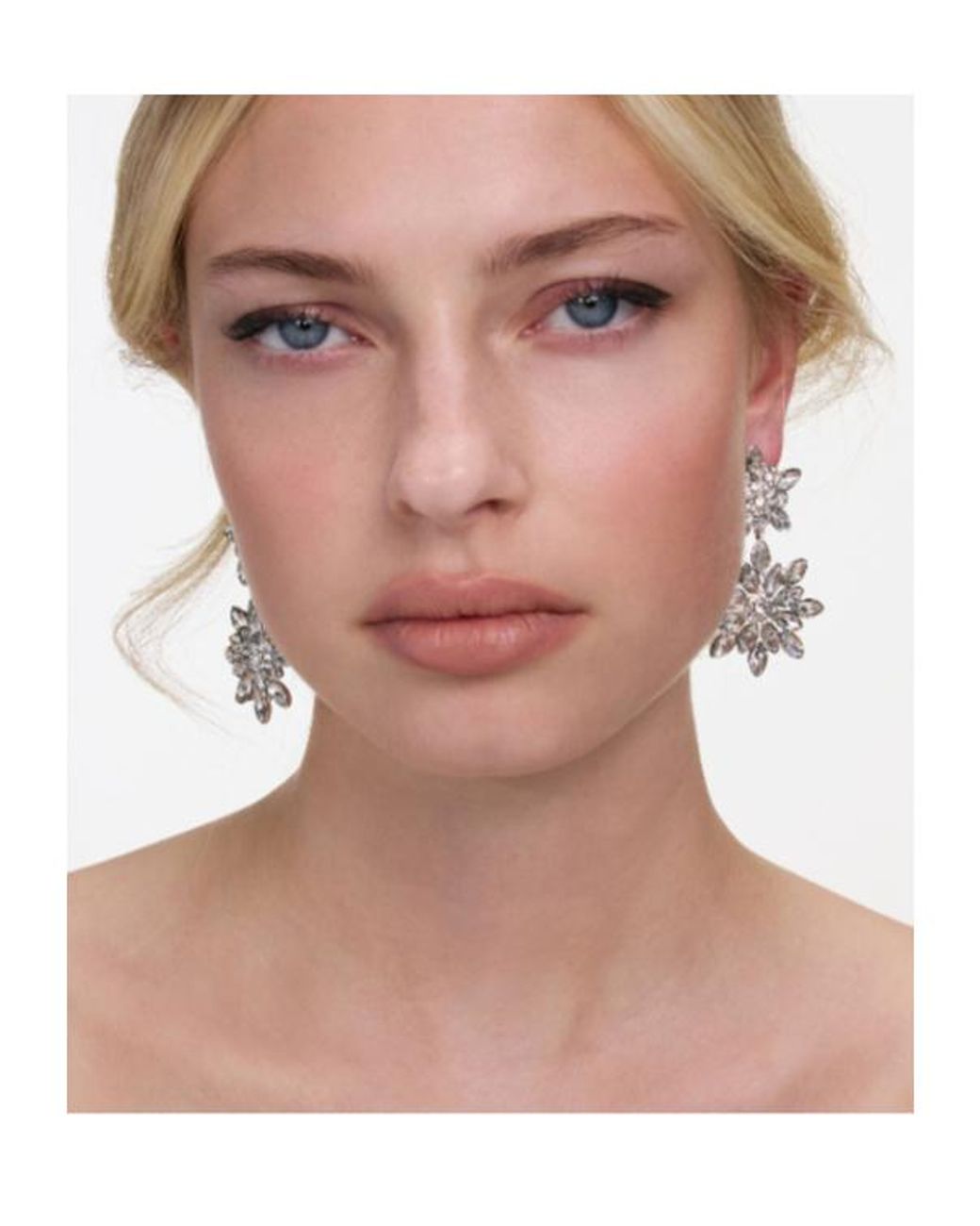 Self-Portrait White Embellished Tiered Earrings