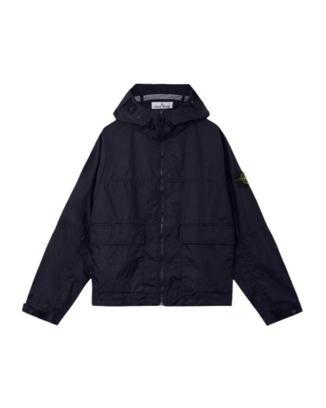 Stone Island Blue Logo Patch Hooded Jacket for men