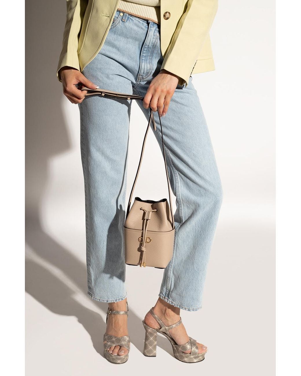 Ferragamo Natural Logo Bucket Shoulder Bag