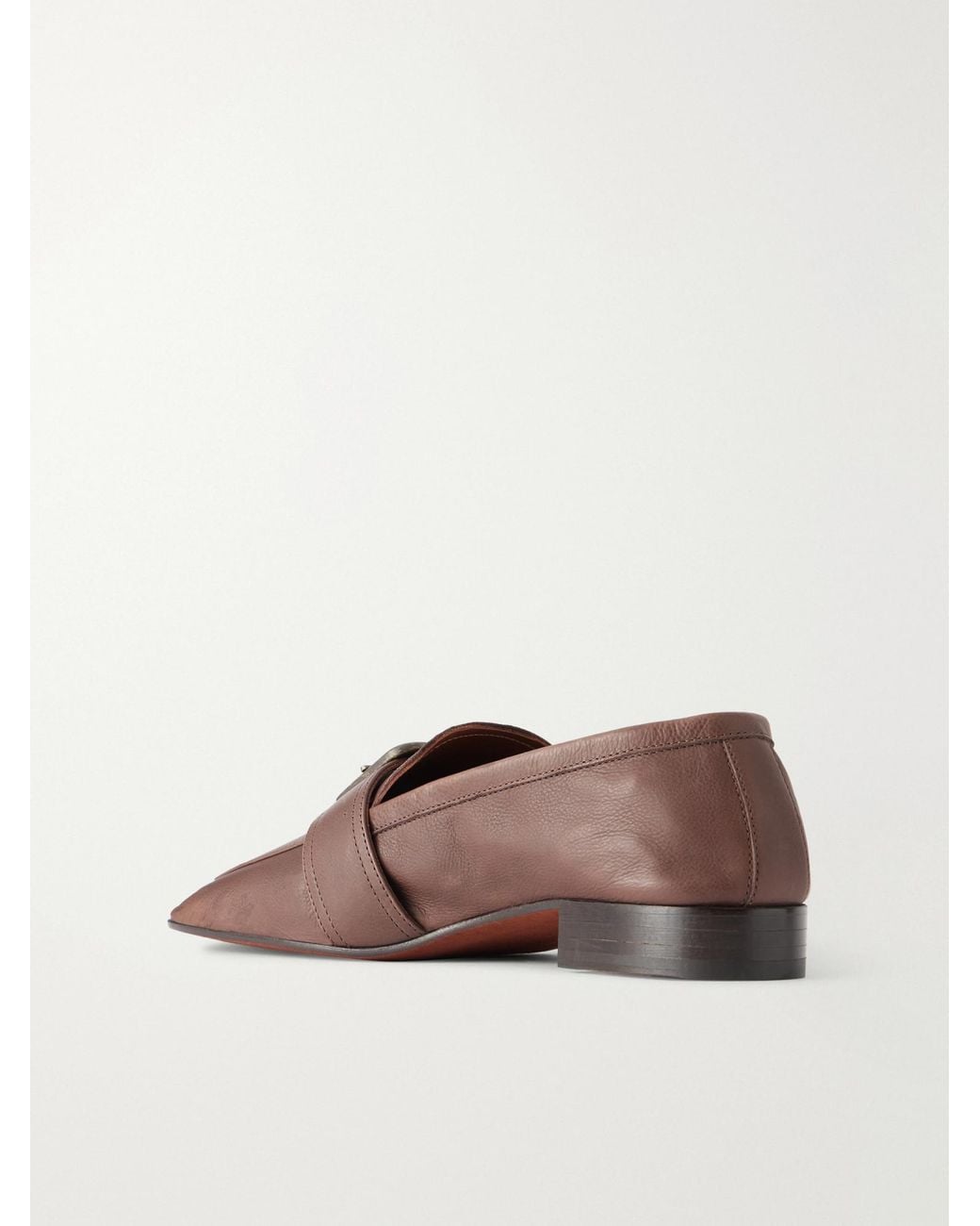 Dries Van Noten Brown Buckle-Detailed Leather Loafers