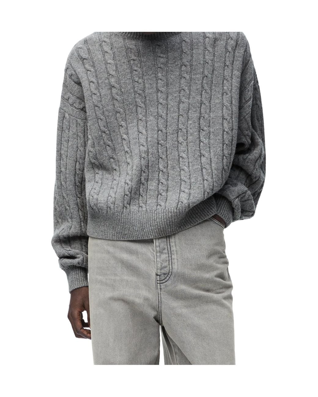 Loewe Gray Long-Sleeved Crewneck Jumper for men