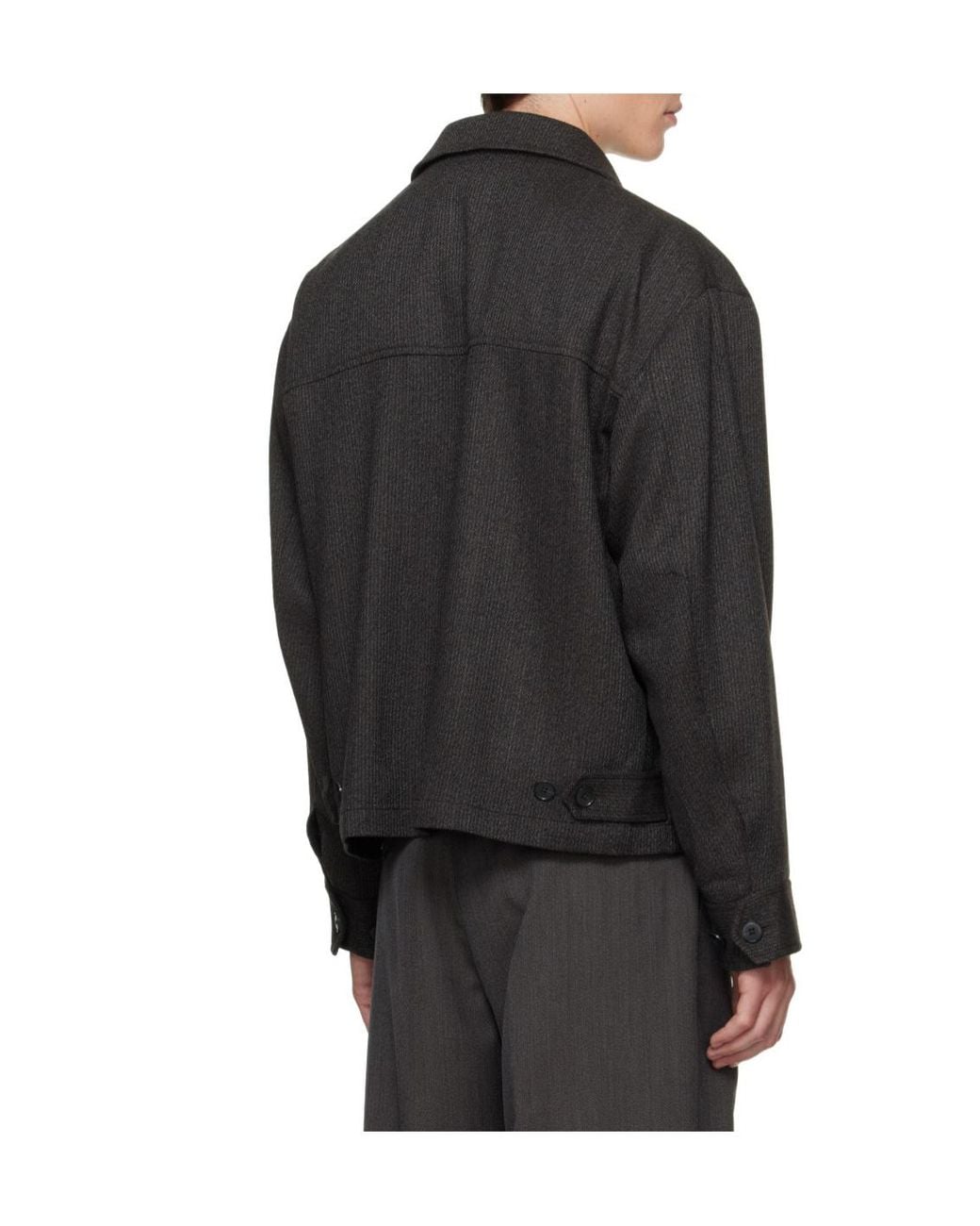 mfpen Black Mail Striped Zip Jacket for men