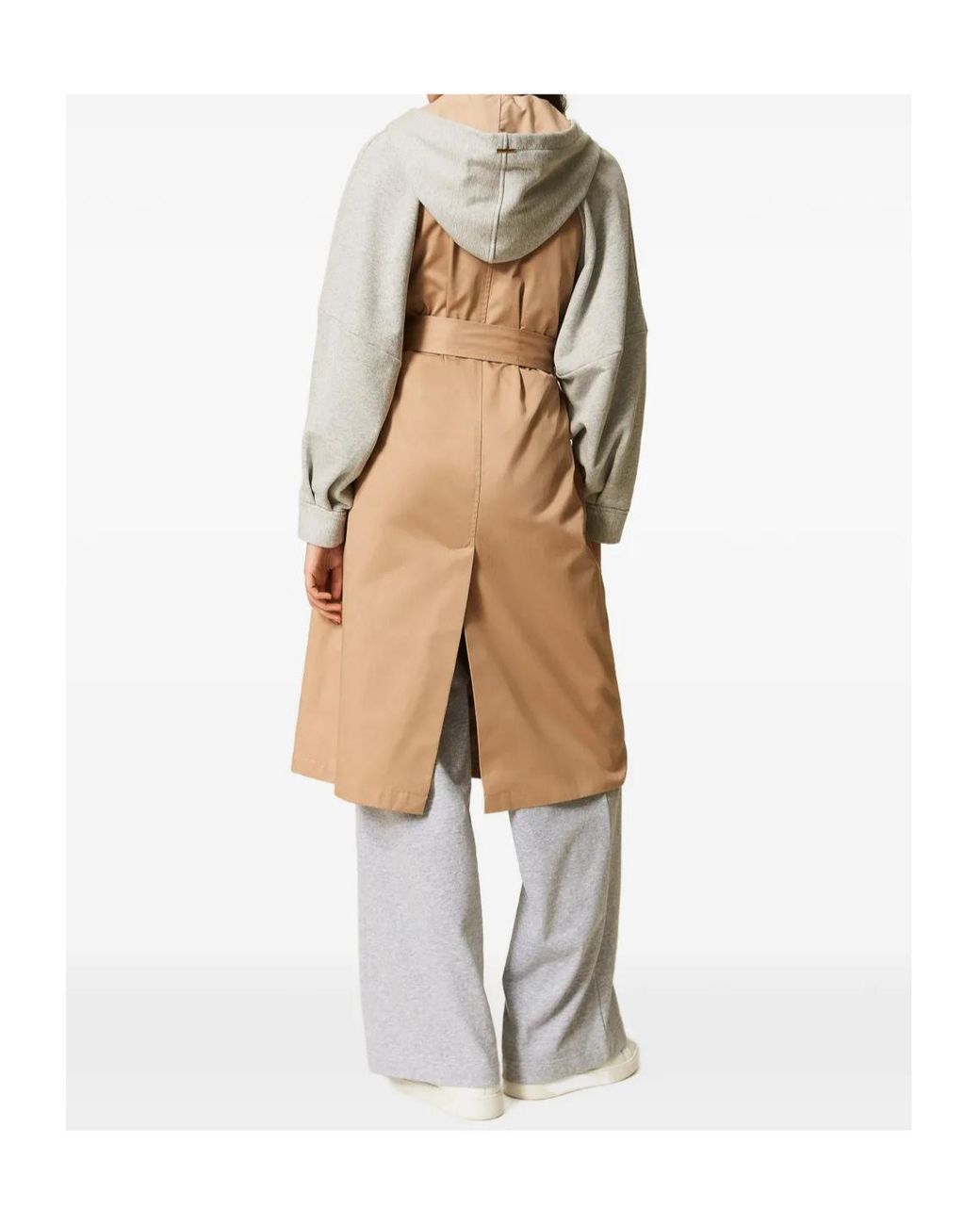 Twinset Natural Gabardine Plush Trench Coat